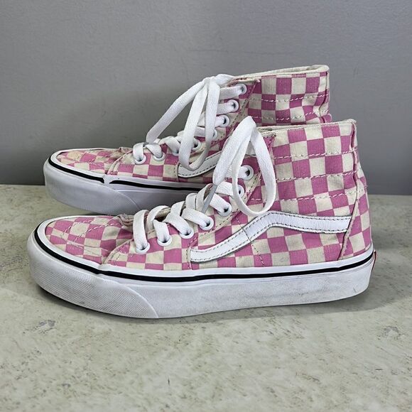 Vans Off The Wall Hightop Pink Checkerboard W5.5 - Picture 5 of 7